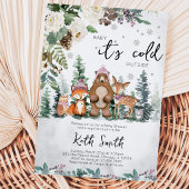 Roze Winter Bos Baby Shower Uitnodiging