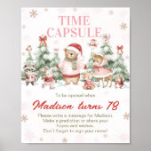 Roze Winter Bos Geboortetijd Capsule Bord Poster (Voorkant)