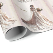 Roze Winter Bruiloft Bruid Goud Glanzende Hart Fee Cadeaupapier (Rol Hoek)