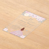 Roze Winter Bruin Haar Prinses Verjaardagsfeest Acryl Uitnodigingen (Laagn)