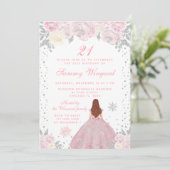 Roze Winter Bruin Haar Prinses Verjaardagsfeest Kaart (Staand voorkant)