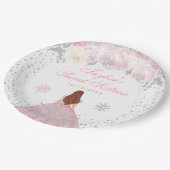 Roze Winter Bruin Haar Prinses Zoet Zestien Papieren Bordje (Gekanteld)