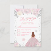 Roze Winter Bruin Haar Prinses Zoet Zestien RSVP Kaartje (Voorkant)