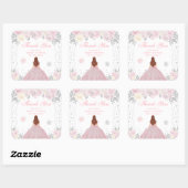 Roze Winter Bruin Haar Prinses Zoet Zestien Vierkante Sticker (Vel)