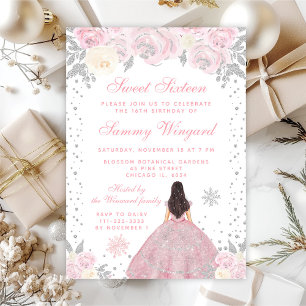 Roze Winter Bruine Haren Prinses Sweet Sixteen Kaart