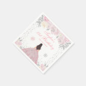 Roze Winter Brunette Haar Prinses Verjaardagsfeest Servet (Hoek)