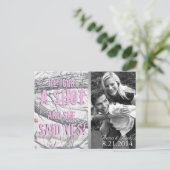 Roze Winter Camo Bewaar de datum bruiloft Briefkaa Briefkaart (Staand voorkant)