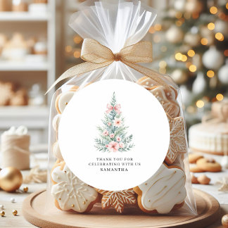 Roze Winter Christmas Girl Baby shower Sticker