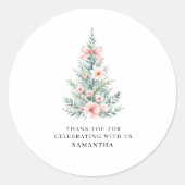 Roze Winter Christmas Girl Baby shower Sticker (Voorkant)