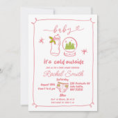 Roze Winter Christmas Hand getrokken Baby shower Kaart (Voorkant)