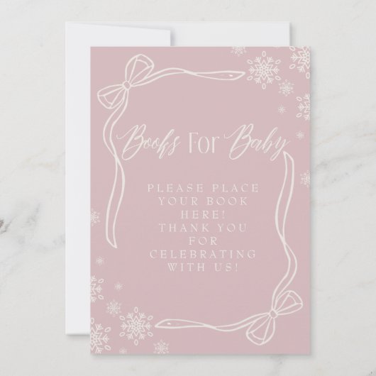 Roze Winter Coquette Boeken voor Baby Sign Kaart (Achterkant)