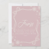 Roze Winter Coquette Favoriet Tafelteken Kaart (Voorkant)