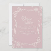 Roze Winter Coquette Luier Raffle Tafel Teken Kaart (Achterkant)