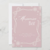 Roze Winter Coquette "Momosa" Mimosa Bar teken Kaart (Voorkant)