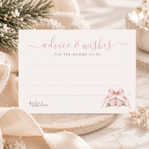 Roze Winter Coquette Strik Baby Meisje Shower Advieskaart