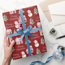 Roze Winter Cottage dennenbomen Vakantie Kerstmis