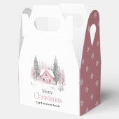 Roze Winter Cottage Kerstmis Bedankdoosjes (Geopend)