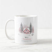 Roze Winter Cottage Kerstmis Koffiemok (Links)