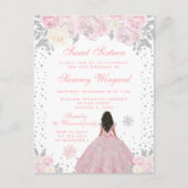Roze Winter Donkere Huid Prinses Sweet Sixteen Briefkaart (Voorkant)