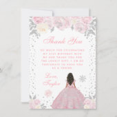 Roze Winter Donkere Huid Prinses Verjaardagsfeest Bedankkaart (Voorkant)