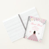 Roze Winter Donkere Huid Prinses Verjaardagsfeest Notitieboek (Binnen)