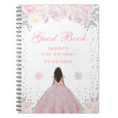 Roze Winter Donkere Huid Prinses Verjaardagsfeest Notitieboek (Voorkant)