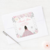 Roze Winter Donkere Huid Prinses Verjaardagsfeest Vierkante Sticker (Envelop)
