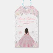 Roze Winter Donkere Huid Prinses Zoet Zestien Cadeaulabel (Voorkant)