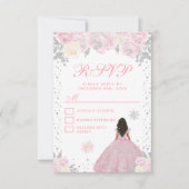 Roze Winter Donkere Huid Prinses Zoet Zestien RSVP Kaartje (Voorkant)