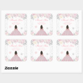 Roze Winter Donkere Huid Prinses Zoet Zestien Vierkante Sticker (Vel)