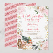 ROZE Winter Een beetje sneeuwvlok is onderweg Kaart (Voorkant / Achterkant)