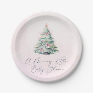 Roze winter Een vrolijk klein baby shower Papieren Bordje