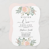 Roze winter eerste uitnodiging van de verjaardag (Voorkant / Achterkant)