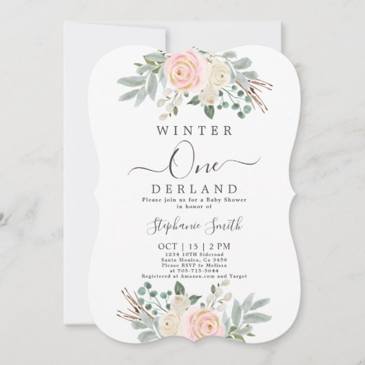 Roze winter eerste uitnodiging van de verjaardag (Voorkant)