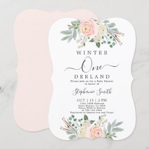 Roze winter eerste uitnodiging van de verjaardag