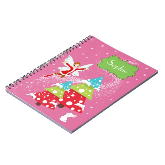Roze Winter Fairy Aangepaste Naam Notitieboek (Linkerzijde)
