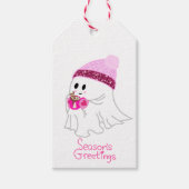 Roze Winter Ghost Seizoen Groeten Cadeaulabel (Voorkant)