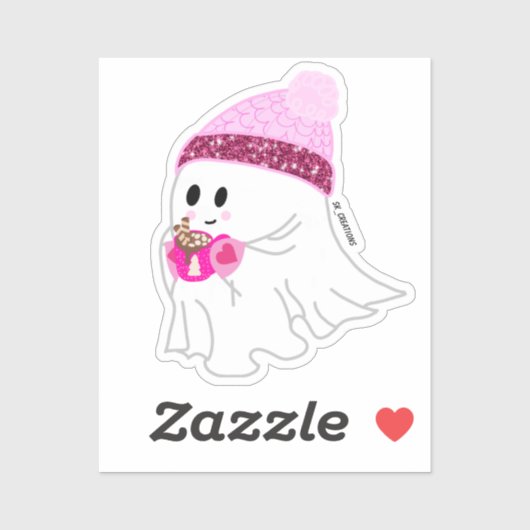 Roze Winter Ghost Sticker (Vel)