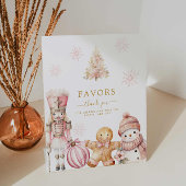 Roze Winter Girl Baby shower Favors Reclamebord Met Voetstuk