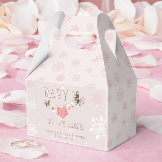 Roze winter Het is koud buiten Baby shower Bedankdoosjes (Huwelijk)