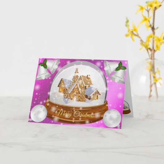 Roze winter kaart (Gele Bloem)