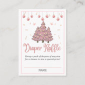 Roze Winter Kerst Baby shower Luier Raffle Informatiekaartje (Voorkant)