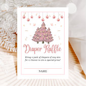 Roze Winter Kerst Baby shower Luier Raffle Informatiekaartje