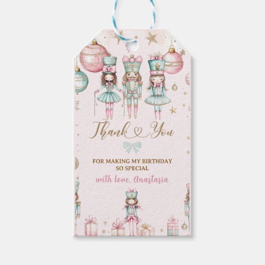 Roze Winter Kerst Ballerina's Verjaardag Cadeaulabel (Voorkant)