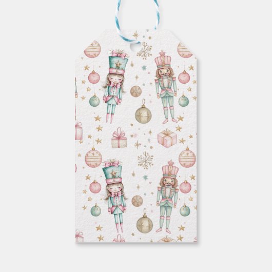 Roze Winter Kerstballerina's Verjaardag Cadeaulabel (Achterkant)