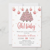 Roze Winter Kerstbomen Santa Baby shower Kaart (Voorkant)