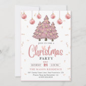 Roze Winter Kerstbomen Vakantie Party Kaart (Voorkant)