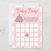 Roze Winter Kerstboom Baby shower Bingo spel Kaart (Voorkant)