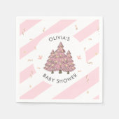 Roze Winter Kerstboom Baby shower Servet (Voorkant)