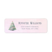 Roze winter kerstboom retouradres  etiket (Voorkant)